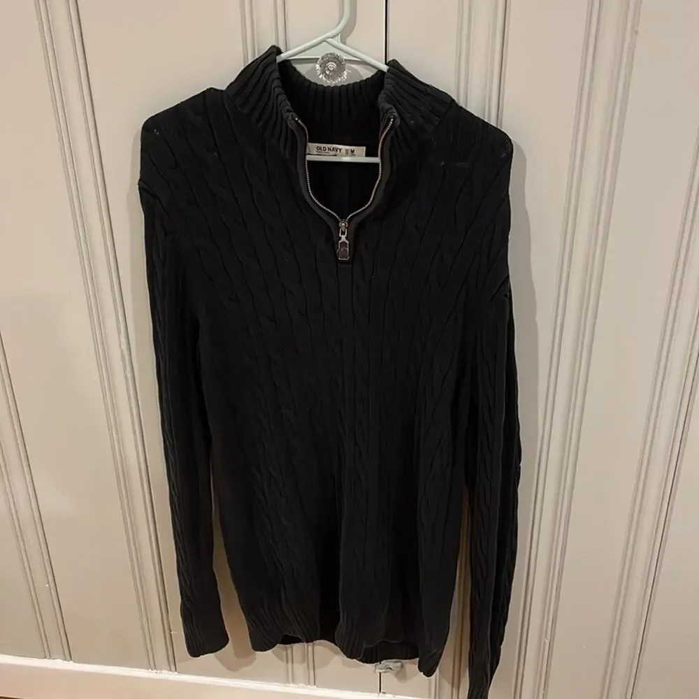 Old navy black quarter zip sweater medium